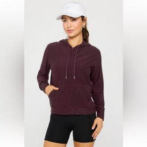 Fabletics Cloud Jersey Full-Zip Hoodie Jacket | Large | NWT | Oxblood Heather
